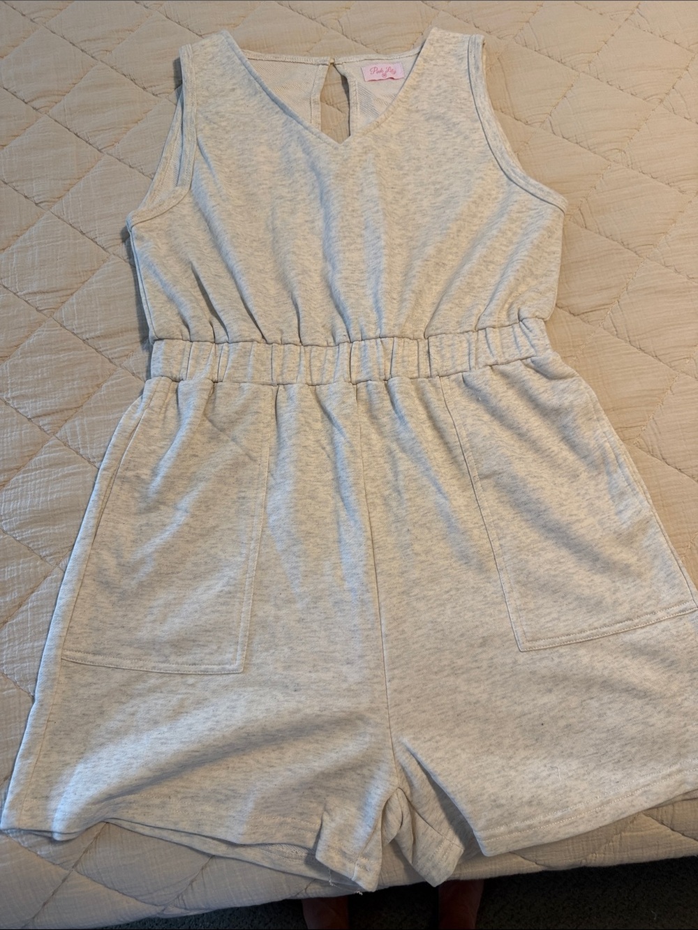 Pink Lily Light Heather Gray Sleeveless Knit Romper